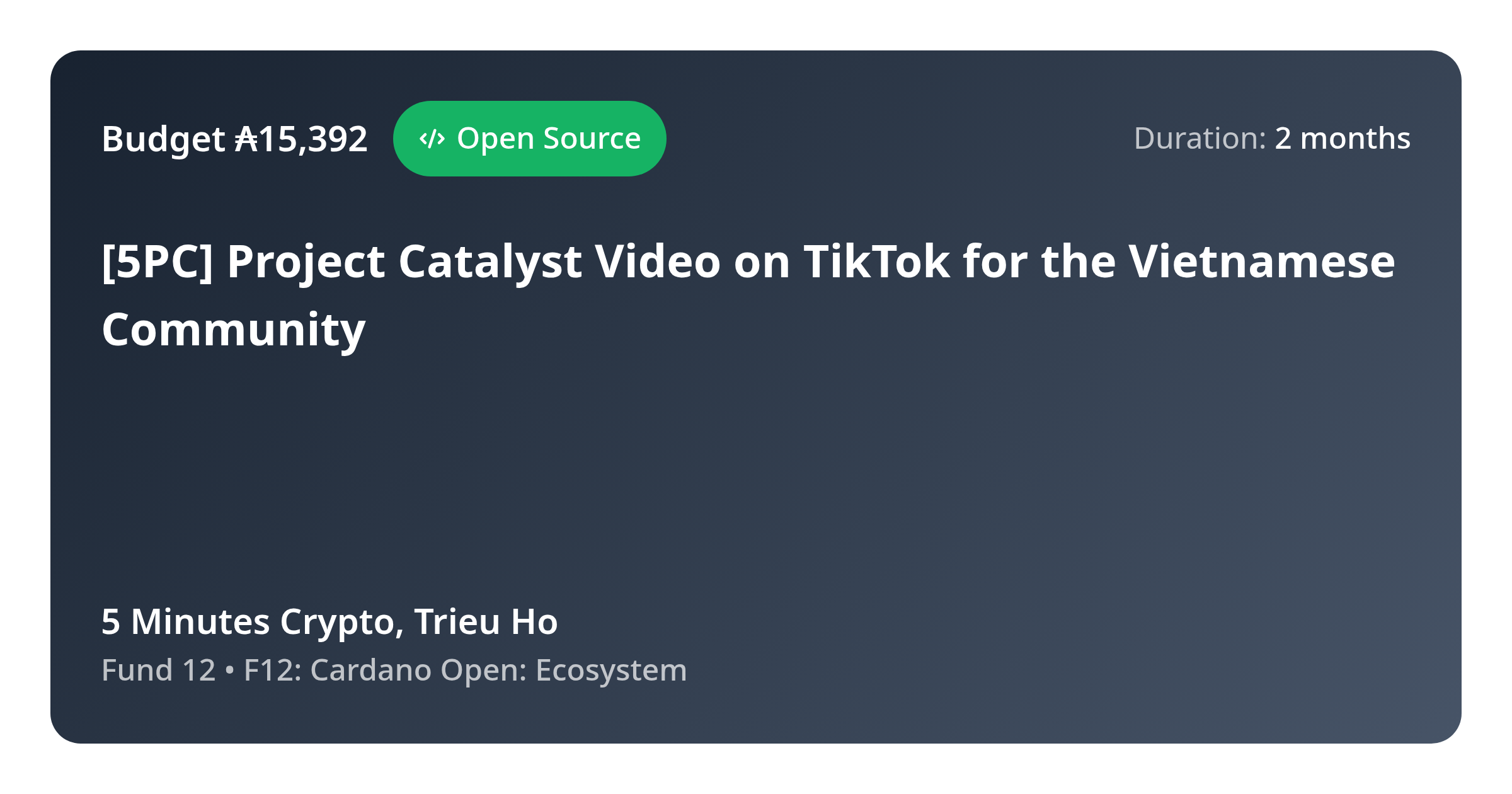 [5PC] Project Catalyst Video on TikTok for the Vietnamese Community ...