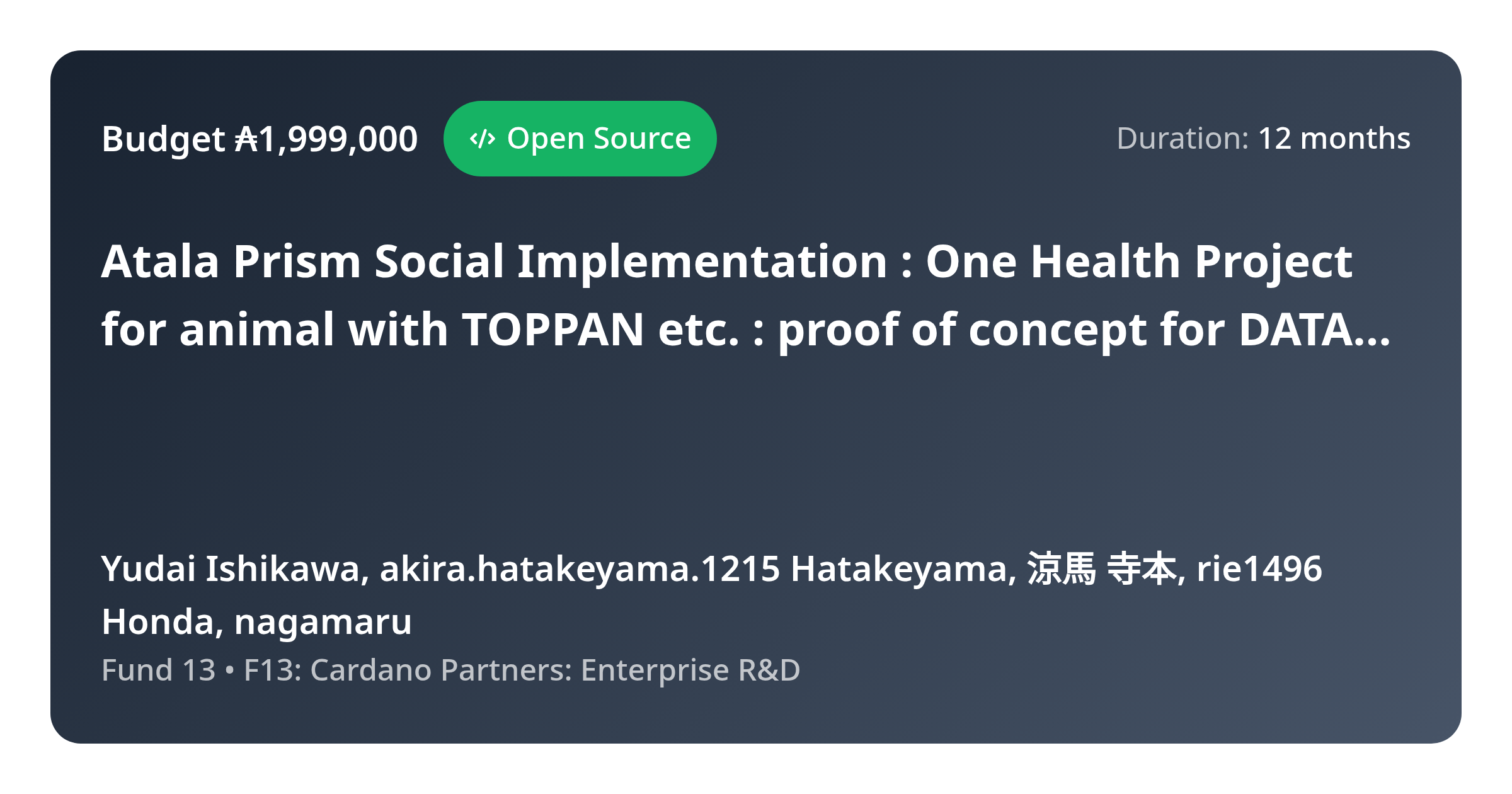 Atala Prism Social Implementation : One Health Project for animal with ...