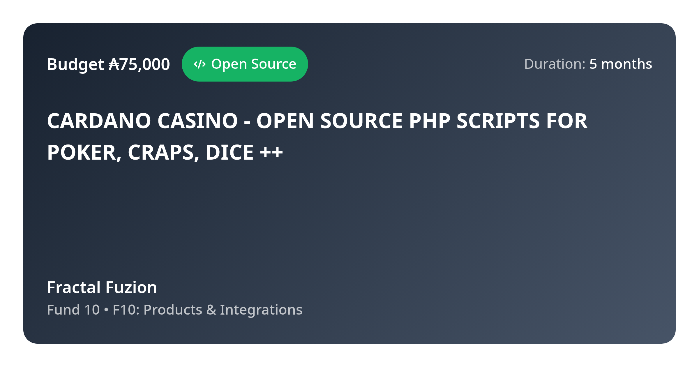 CARDANO CASINO - OPEN SOURCE PHP SCRIPTS FOR POKER, CRAPS, DICE ...
