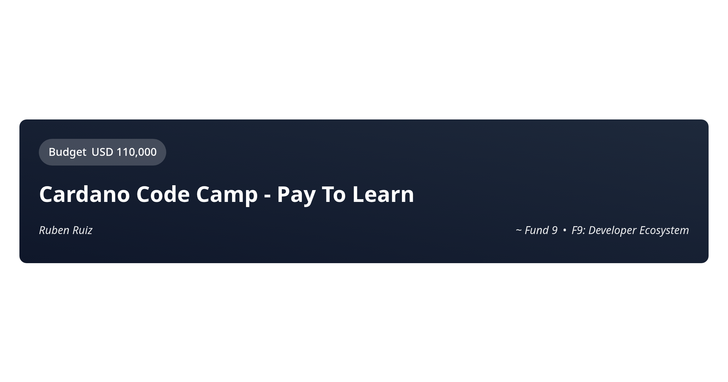 Cardano Code Camp - Pay To Learn - Proposal
