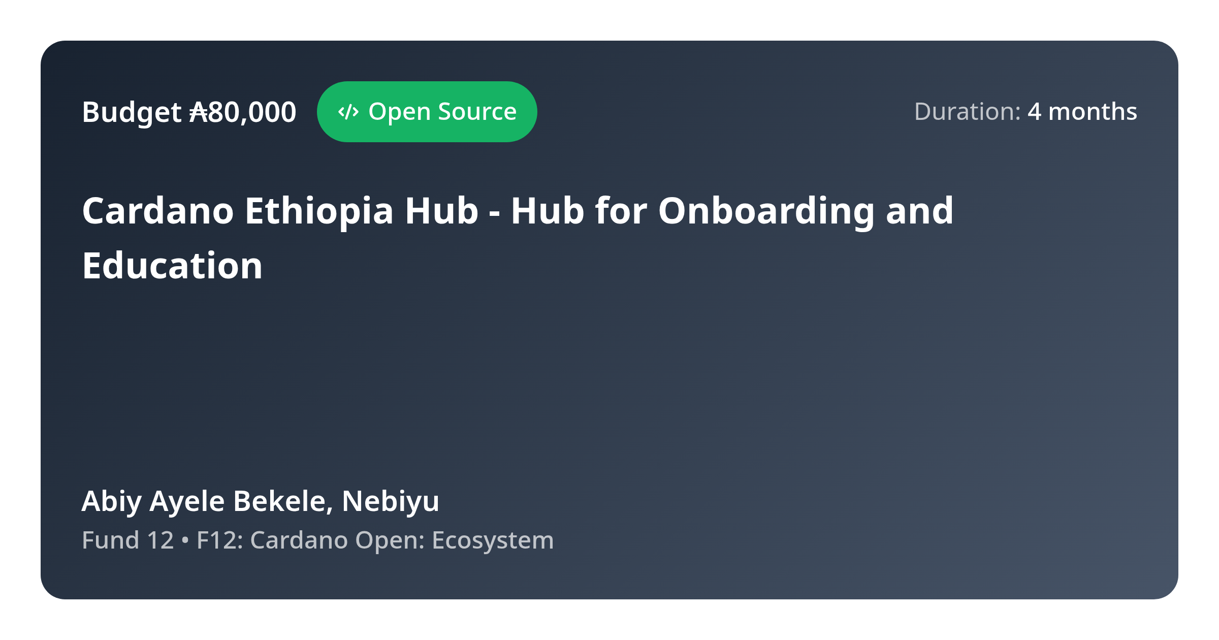 Cardano Ethiopia Hub - Hub for Onboarding and Education - Proposal