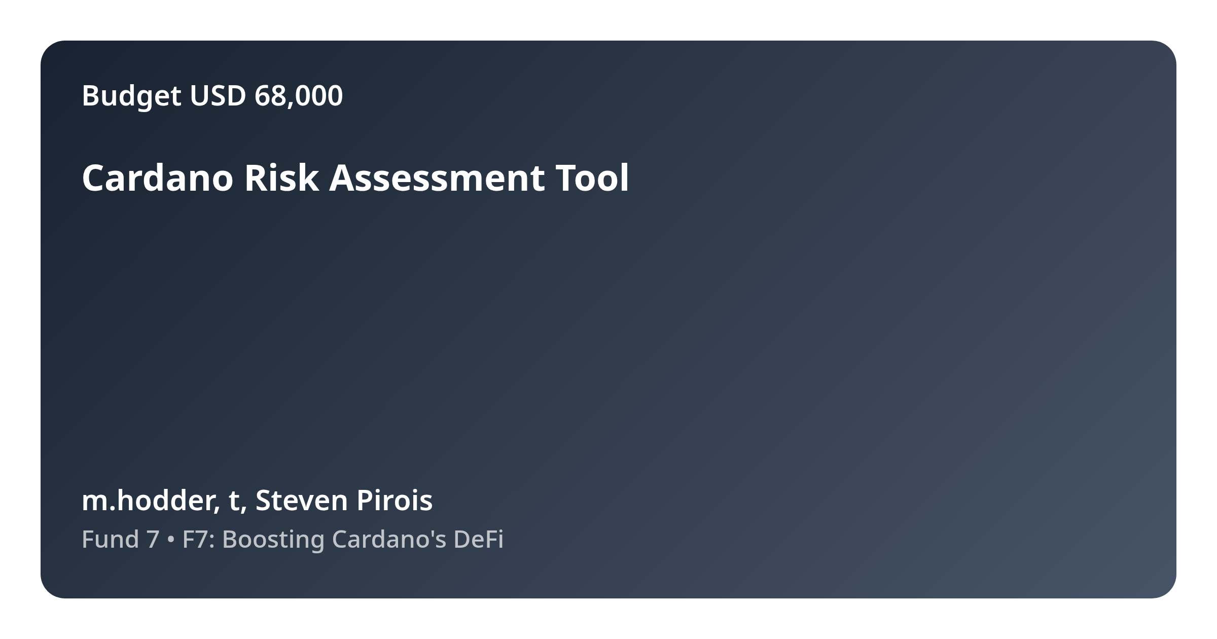 Cardano Risk Assessment Tool - Proposal