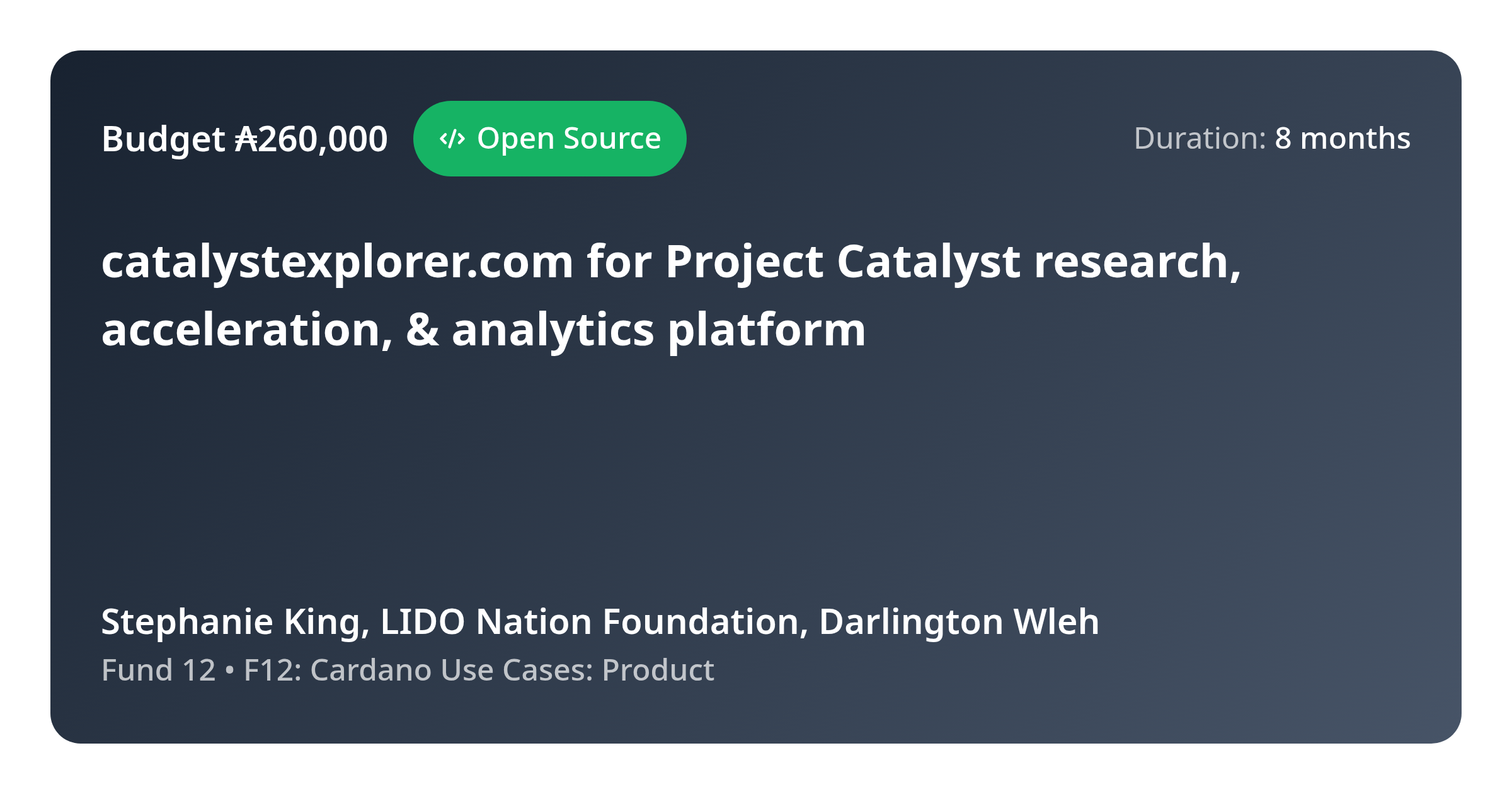 catalystexplorer.com for Project Catalyst research, acceleration ...