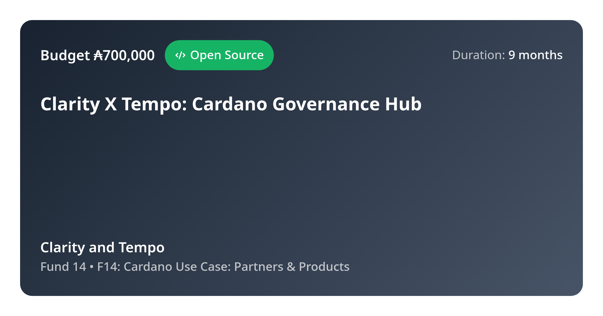 Clarity X Tempo: Cardano Governance Hub - Proposal - CatalystExplorer