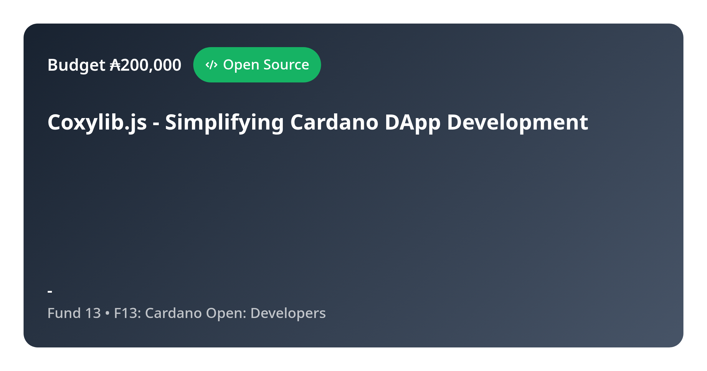Coxylib.js - Simplifying Cardano DApp Development - Proposal