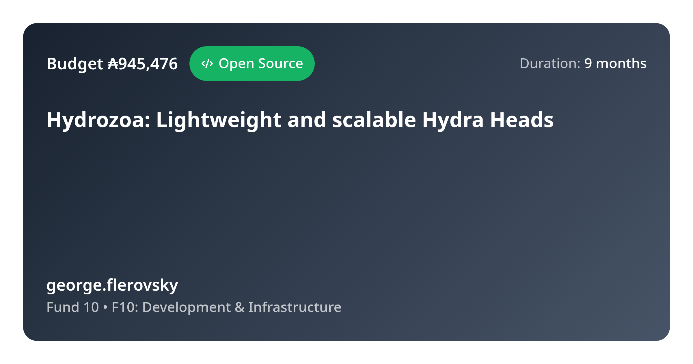 Hydrozoa: Lightweight and scalable Hydra Heads - Proposal