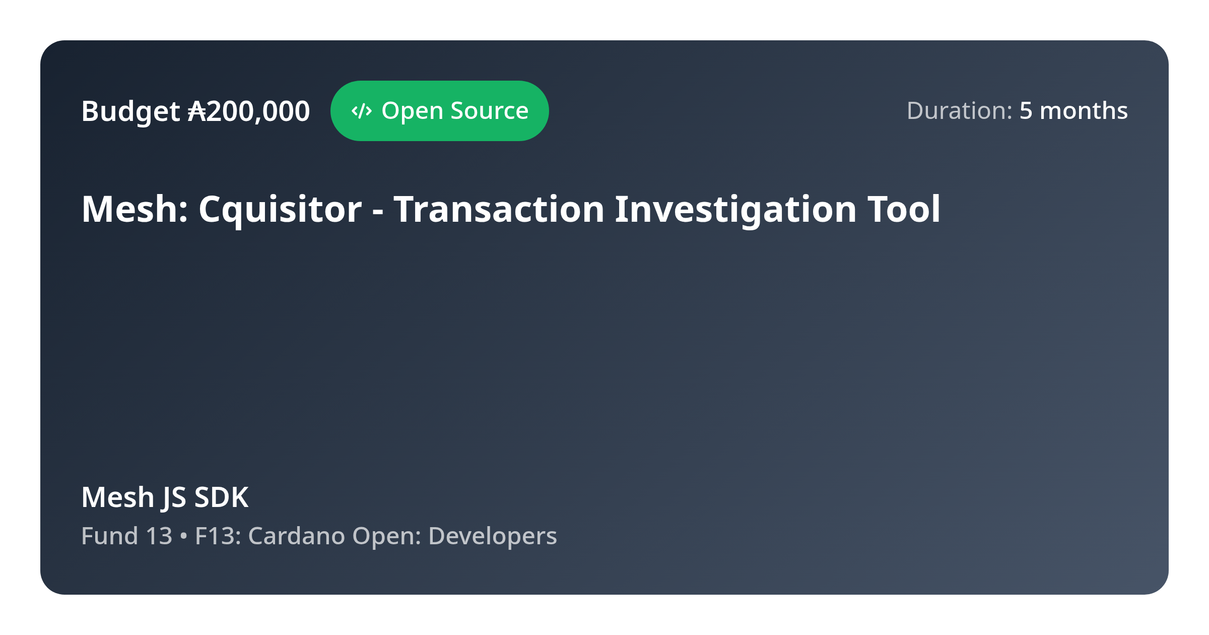 Mesh: Cquisitor - Transaction Investigation Tool - Proposal