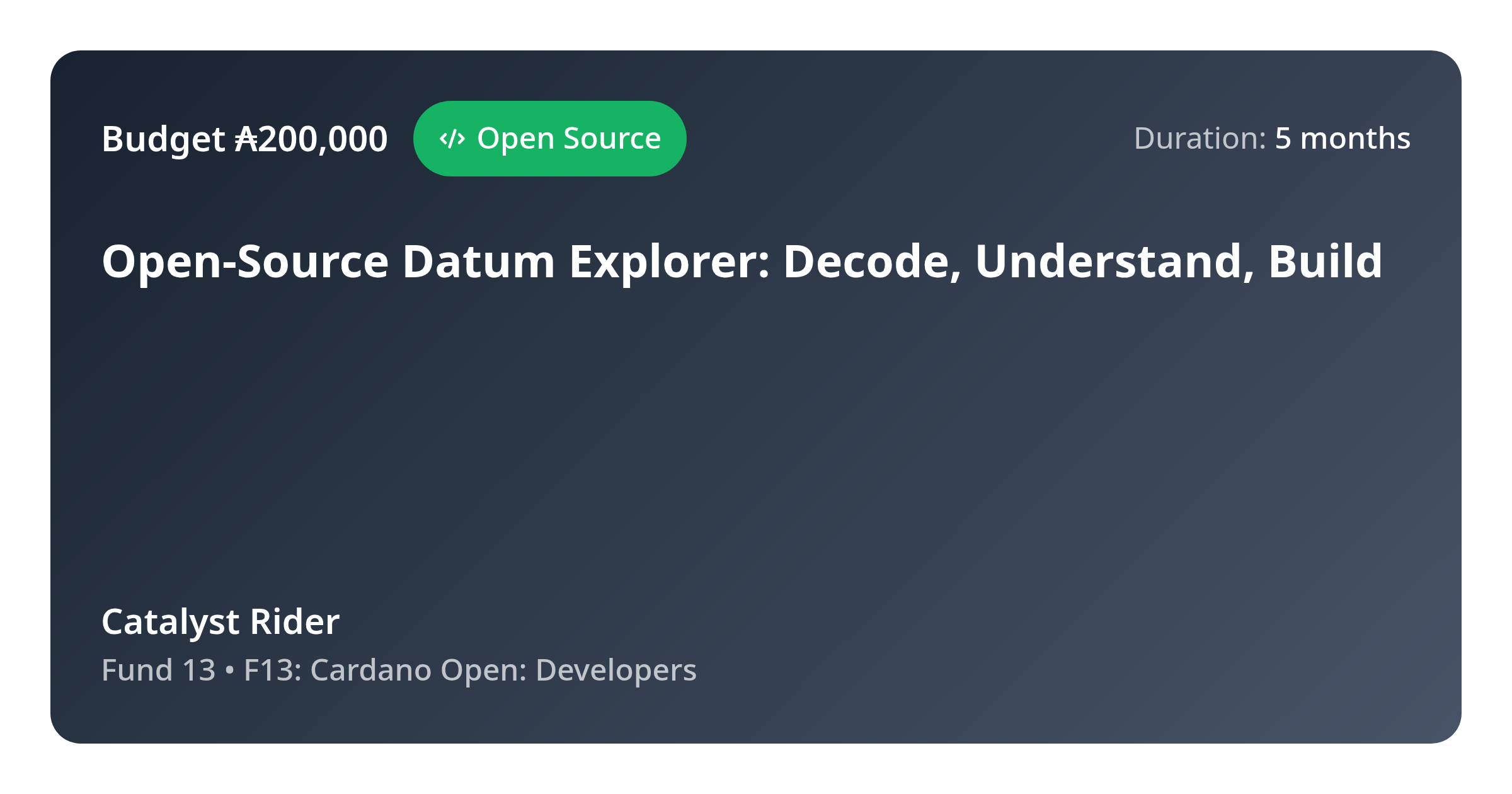 Open-Source Datum Explorer: Decode, Understand, Build - Proposal