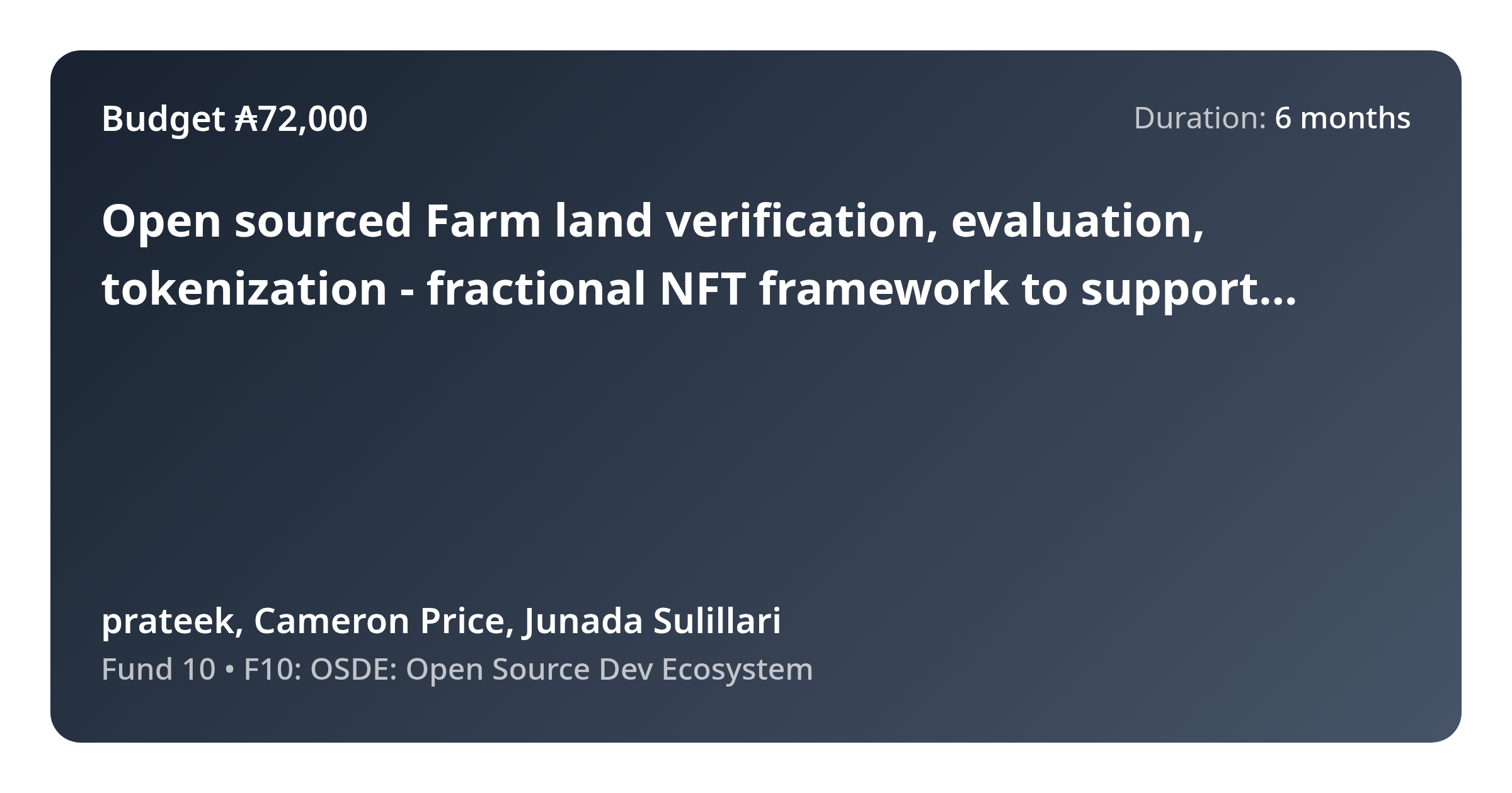 Open sourced Farm land verification, evaluation, tokenization ...
