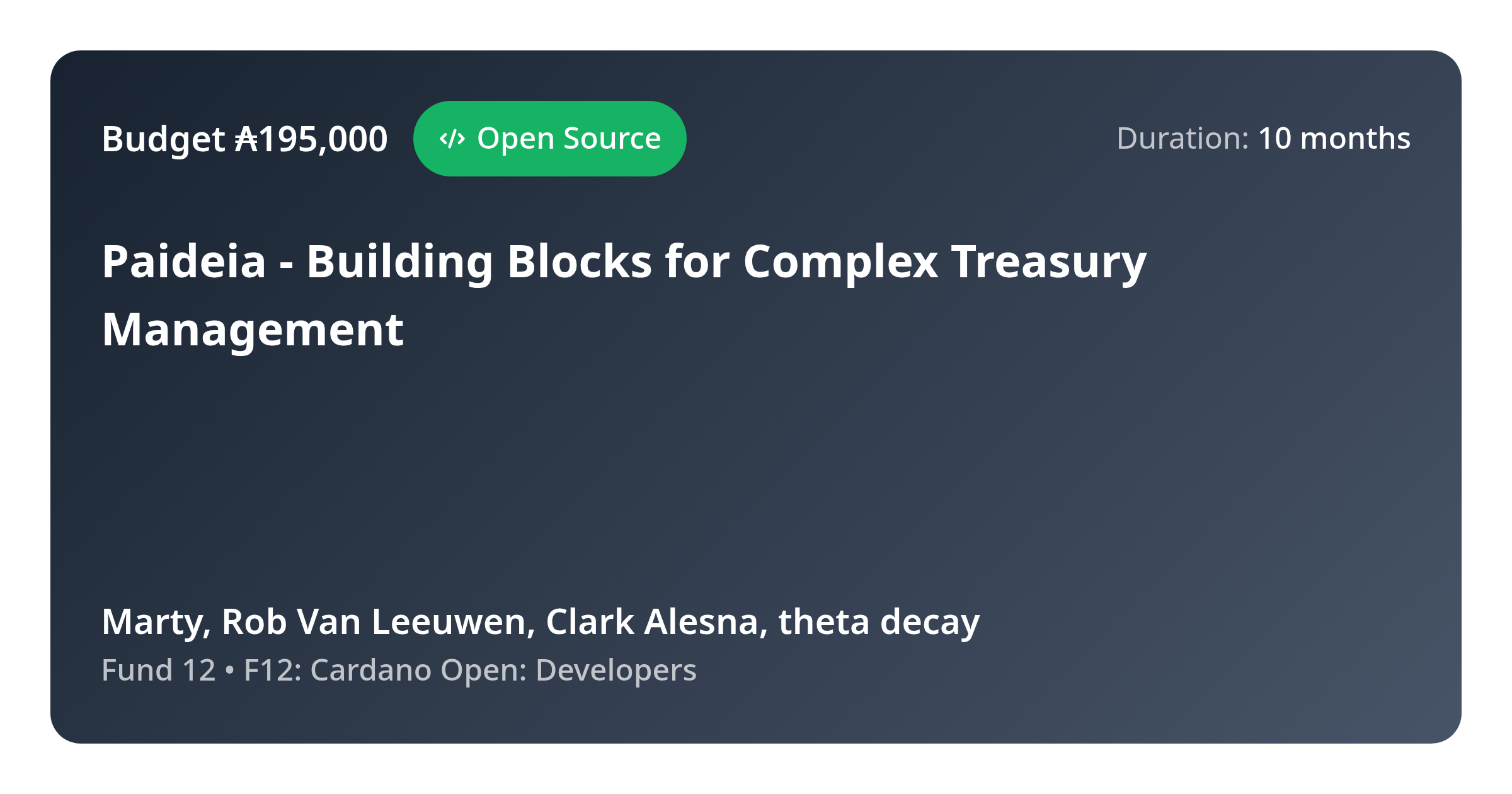 Paideia - Building Blocks for Complex Treasury Management - Proposal