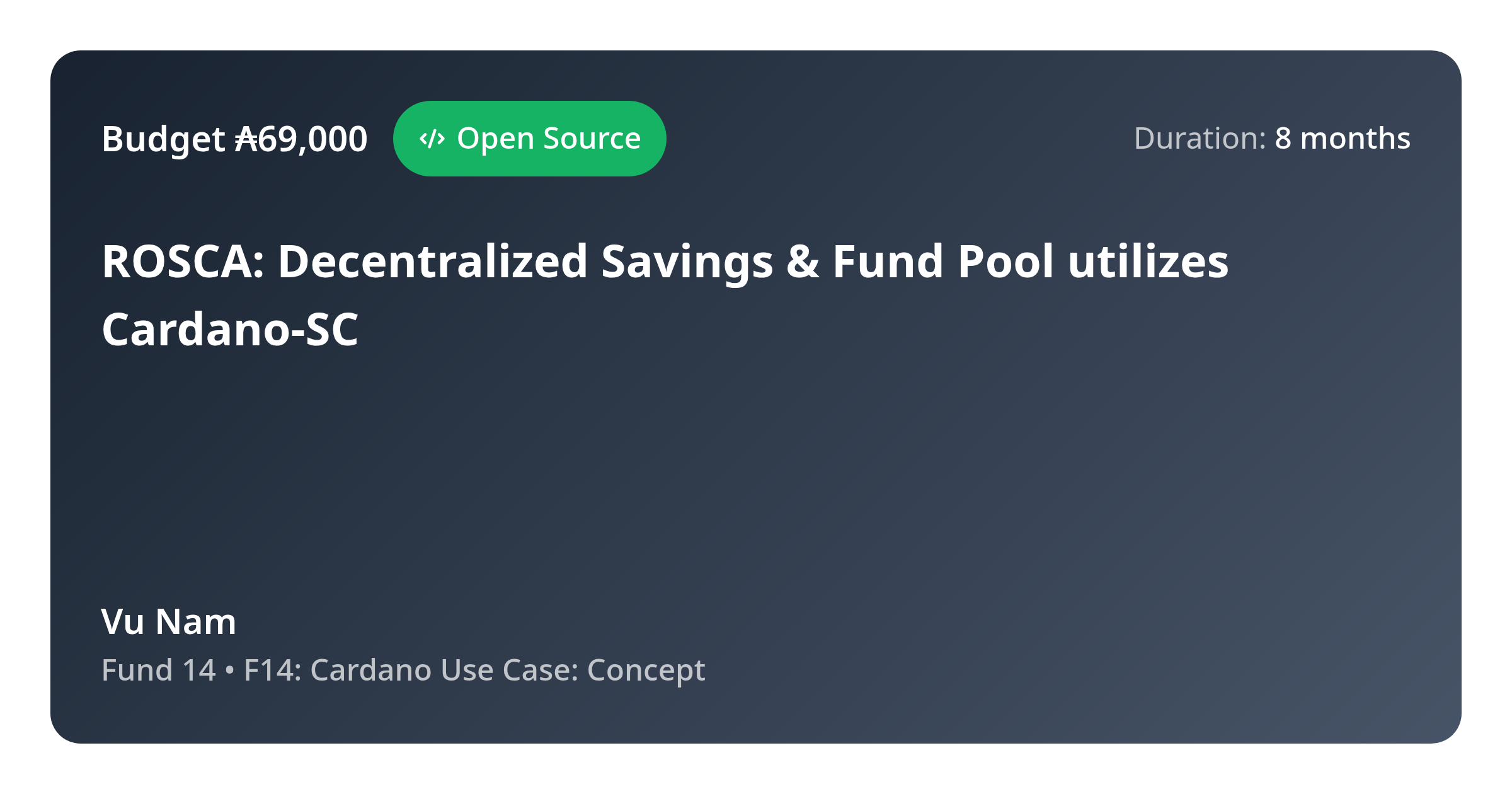ROSCA: Decentralized Savings & Fund Pool utilizes Cardano-SC - Proposal