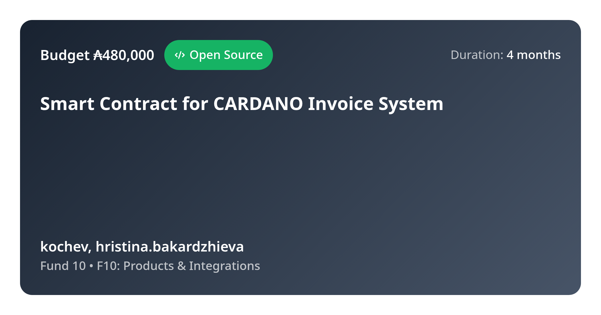Smart Contract for CARDANO Invoice System - Proposal - CatalystExplorer