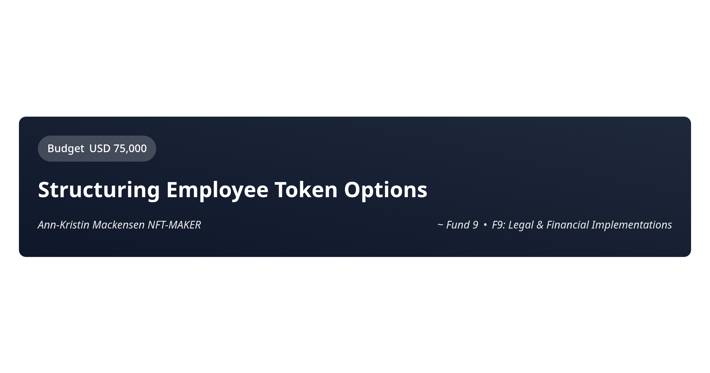 Structuring Employee Token Options - Proposal