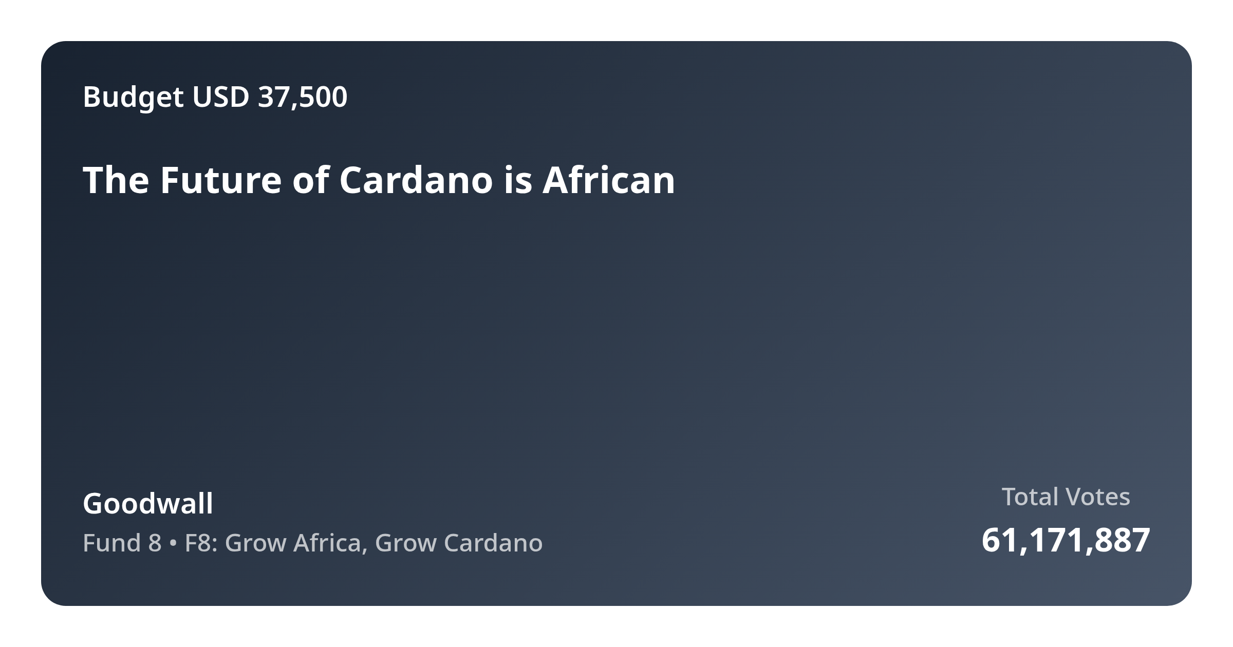 The Future of Cardano is African - Proposal - CatalystExplorer
