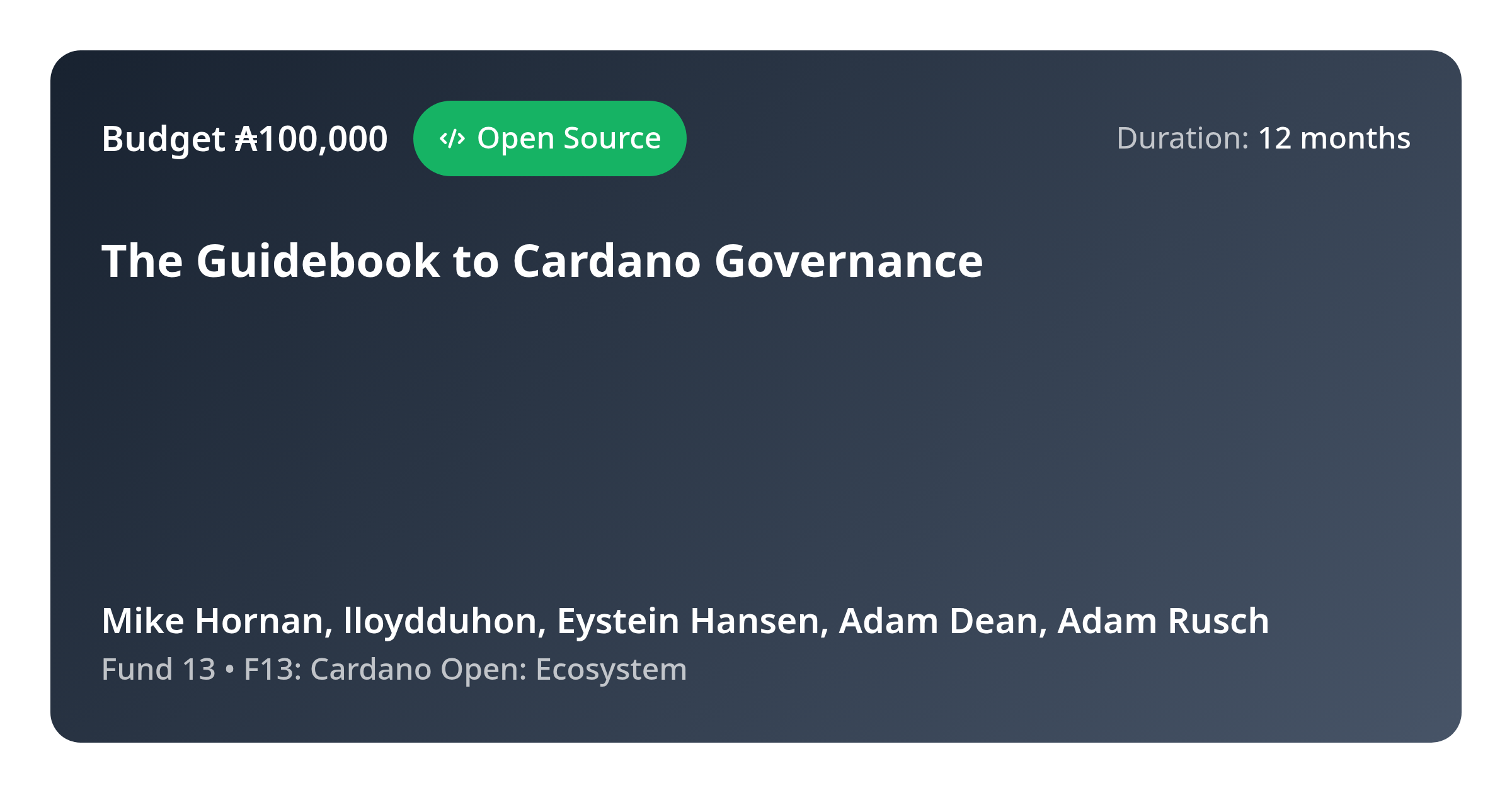 The Guidebook to Cardano Governance - Proposal