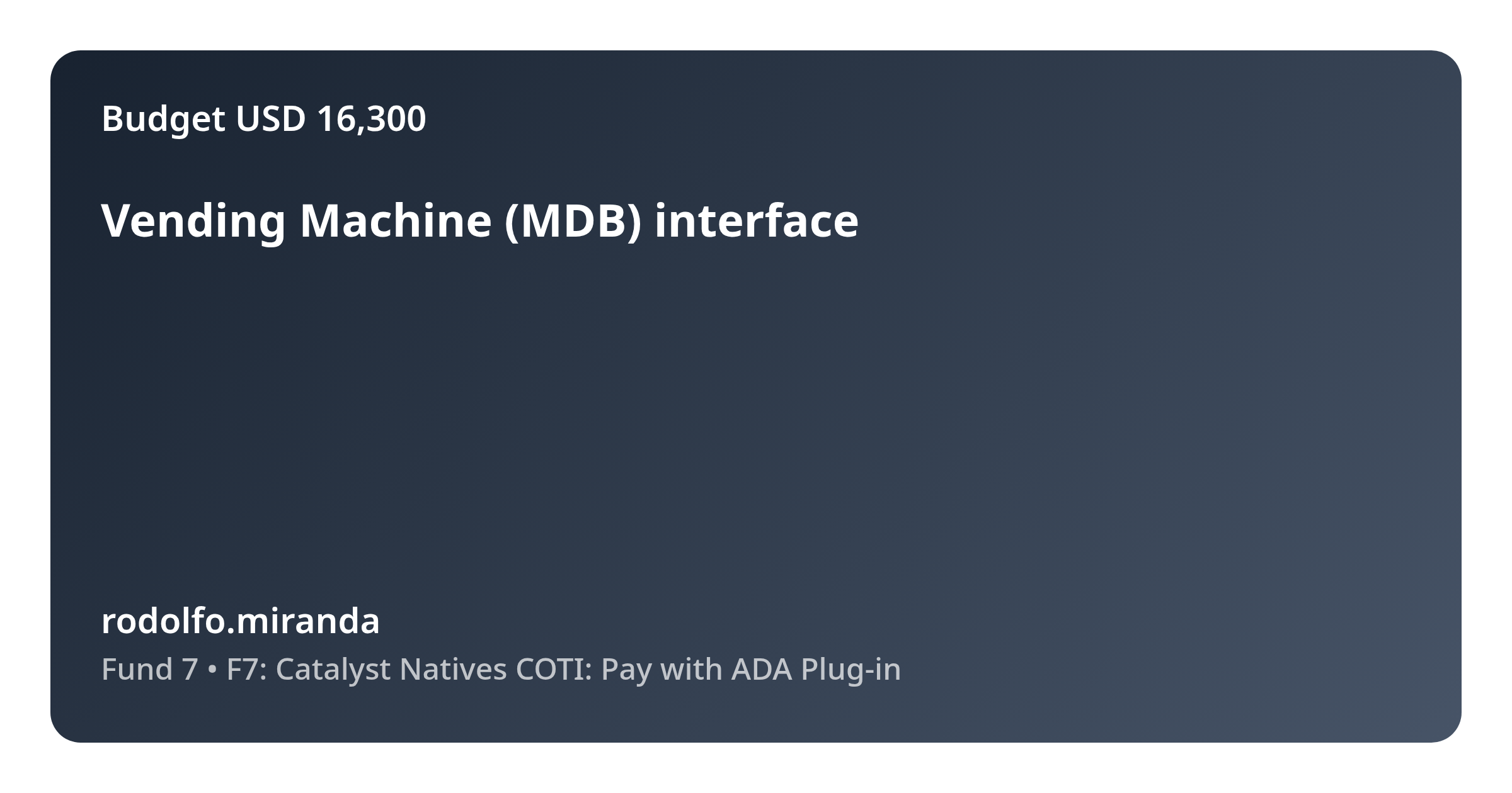 Vending Machine (MDB) interface - Proposal